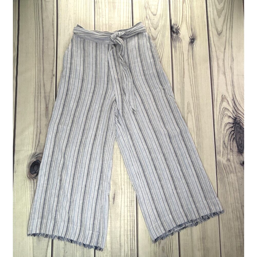Cloth & Stone Linen Sz XS Palazzo Pants Blue & White Stripe Wide Leg